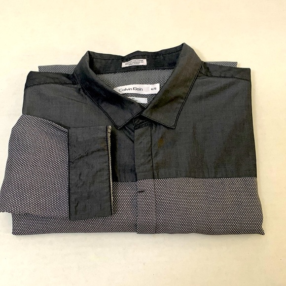 CALVIN KLEIN Color Block, LS  Body Fit, Sz. XL Hide Button Down Shirt/EUC - Picture 6 of 17